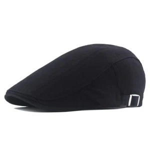 Men's Cotton Flat Ivy Gatsby Newsboy Driving Hat Adjustable One Size Black - Picture 1 of 7