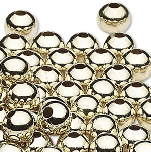 100 Gold Plated Brass Smooth 6.4mm Round Beads with 1-2mm Hole * - Picture 1 of 4
