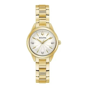 Bulova Womens Sutton White Dial Yellow Band Stainless Steel Quartz Watch - Picture 1 of 6