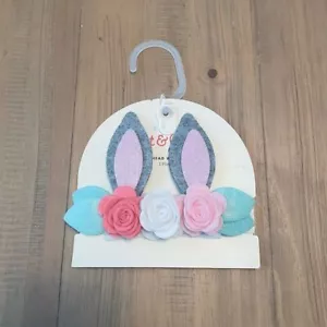 Cat & Jack Bunny Rabbit Headband Easter Flowers New NWT Baby Infant Accessory - Picture 1 of 3