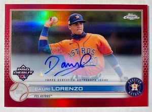2022 Topps Pro Debut Dauri Lorenzo Red Refractor Auto 2/5 Houston Astros - Picture 1 of 2
