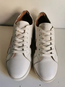 DUNE LONDON DESIGNER UK 5 EU 38 WOMENS WHITE LEATHER FLAT LACE UP TRAINERS SHOES - Picture 1 of 15