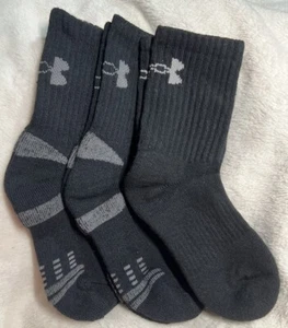 3 Pair Under Armour Youth Black Crew Socks Med Size 11-3 - Picture 1 of 7