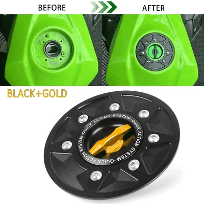 Cubierta de tapa de tanque de gasolina CNC sin llave para Kawasaki Ninja ZX6R 636 2019-2021 Z900 Foto 1 de 4