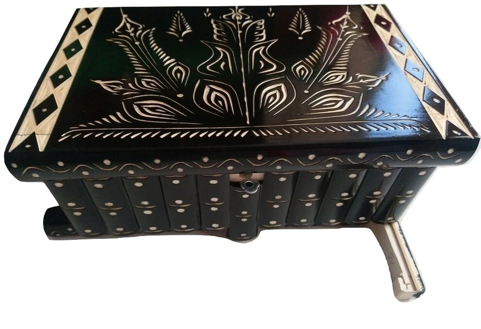 Joyería gigante mágica rompecabezas caja llave oculta tesoro almacenamiento anillo soporte negro Foto 1 de 4