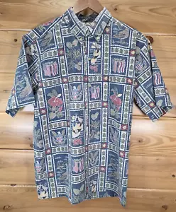 Reyn Spooner Detrich Varez Shirt Men Large 2016 American Flag Britain Fish Olive - Picture 1 of 10