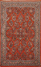 Orange Vintage Floral Traditional Rug 4x6 ft. Handmade Wool Bedroom Carpet