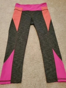 Athleta Chaturanga Colorblock Size XS Capri Crop Leggings Pink Orange Gray - Picture 1 of 11