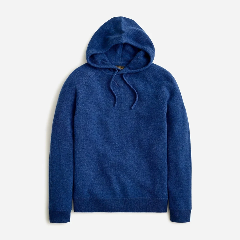 J. CREW Men's Midweight Cashmere Raglan Sleeve Hooded Sweater Blue - $278 NWT - Image 1 of 1
