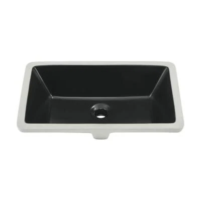 Swiss Madison Undermount Bathroom Sink Ceramic Matte Black+Stainless Steel Drain - Image 1 of 4