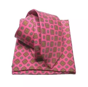 Homme Complet Cravate 8 Soie Fuchsia de Fantaisie Logo & Mouchoir Assorti M - Imagen 1 de 1