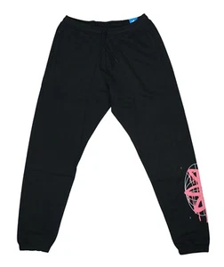 Adidas Graphic Print Leg Drawstring Waist Men's Jogger Sweatpants NWT Black - Picture 1 of 3