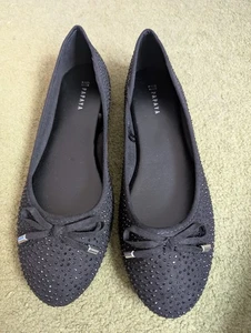 Papaya Matalan Black Sparkly Ballet Pumps Size 7 - Picture 1 of 3