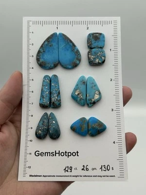 Pair of Turquoise Cabochons to make several Pairs of Earrings Gm26. Ct129. #2000 - Image 1 of 3