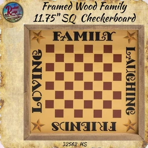 Tablero de ajedrez de madera familia riendo amigos amorosos enmarcado - Imagen 1 de 1