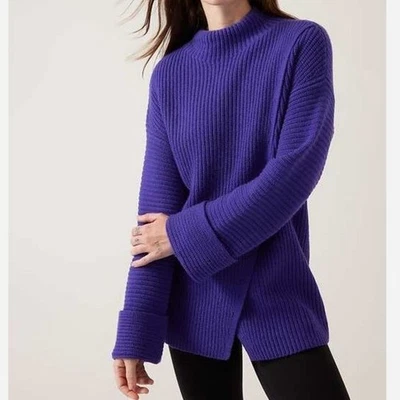 Suéter Top ATHLETA NUEVO CON ETIQUETAS $249 Cuello Embudo Simulado Lana Cachemira Azalea Talla XS Foto 1 de 4