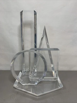 Vintage VAN TEAL - SIGNED Solid Lucite Table Sculpture, Mid-Century Modern Art - Image 1 of 4