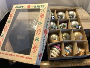 1994🌟Vintage Quecksilber Glas Weihnachtskugeln Birne (12) alte glänzende Brite Box 2" +/- - Bild 1 von 11