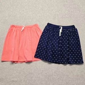 Carters Skirts Girls 10 Skorts Pink Navy Blue Polka Dot Preppy Summer Lot of 2 - Picture 1 of 14