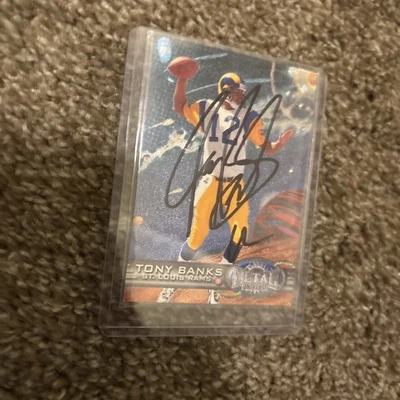 1997 Skybox Metal Universe NFL Rams Football Card Tony Banks IN PERSON AUTO RAMS - Image 1 of 2