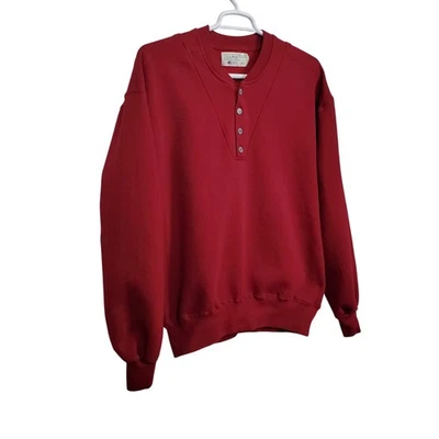 LL Bean X Russell Athletic XL толстовка Henley кнопка винтажный пуловер темно-бордовый - Изображение 1 из 4