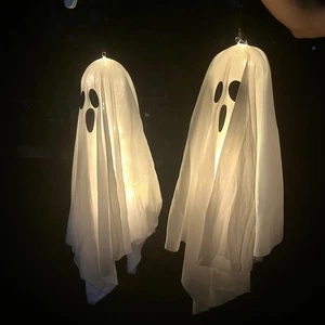2 Pcs Halloween Hanging Ghosts, Decor Lights Outdoor - Picture 1 of 7