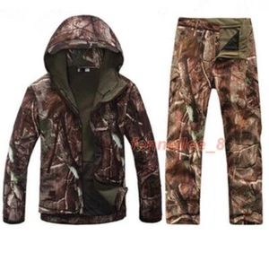 Men Hunting Camouflage Clothing Waterproof Windproof Hooded Jacket & Pants R145 - Picture 1 of 34
