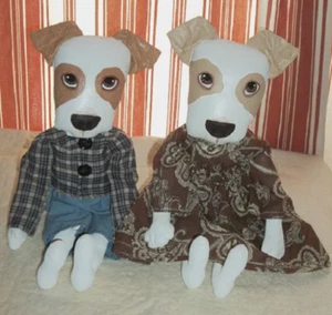 Buy 2 Get the 3rd FREE, Pattern, Primitive, Folk Art Doll, Wire Hair Terrier Dog - Picture 1 of 1