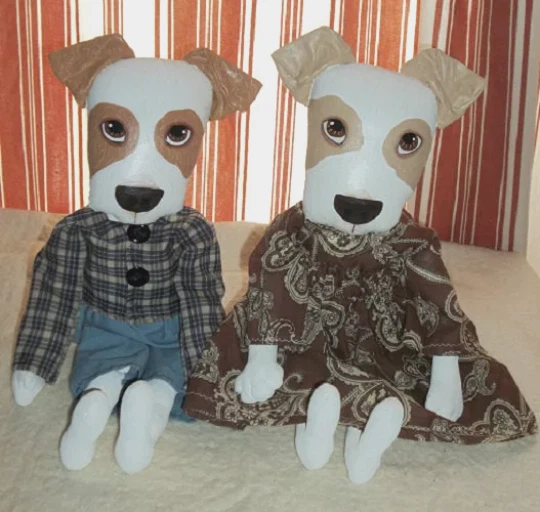 Buy 2 Get the 3rd FREE, Pattern, Primitive, Folk Art Doll, Wire Hair Terrier Dog - Image 1 of 1