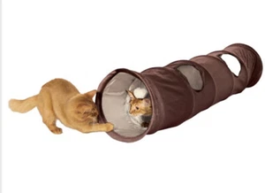 Grand Tunnel de jeu en peluche ø 22 × 120cm - Chat avec balles de jeu intégrées - Picture 1 of 1