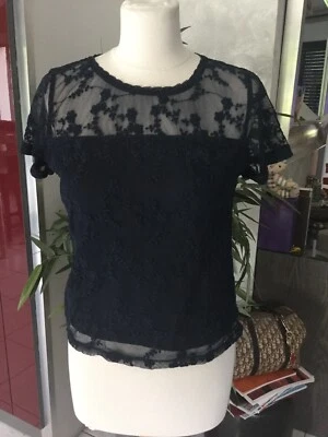Haut dentelle HOLLISTER taille S bleu marine - Photo 1/4
