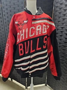 NBA Chicago Bulls Bomber Jacket 2XL Quilted Lining Snap Front Vintage 1990s - Picture 1 of 5