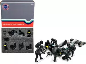 Formula One F1 Pit Crew 7 Figurine Set Team Black 1/43 Scale Models American ... - Picture 1 of 1