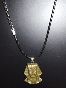 Vintage Egyptian Pharaoh Pendant Necklace Stainless Steel Bronze - Picture 1 of 8