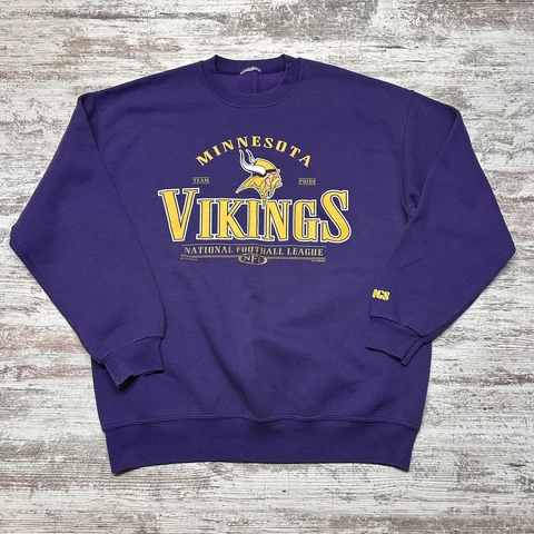 Vintage Minnesota Vikings Sweatshirt Crewneck XL Purple Long Sleeve 90s NFL Cover