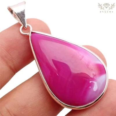 Botswana Achat Edelstein Versilberter Anhänger Handmade Schmuck Gift 4cm P13056 - Bild 1 von 3