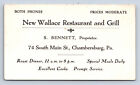 VTG Advertising Trade Business Card Chambersburg PA New Wallace Restaurant M12