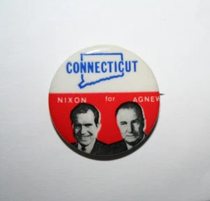 1968 Nixon & Agnew President Campaign Button Political Pinback Pin Connecticut - Picture 1 of 2