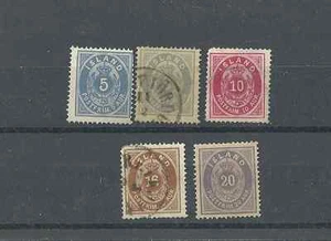 ICELAND 1876 SCOTT 9-13 MINT AND USED GROUP. - Picture 1 of 2