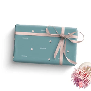Gift Wrapping Paper 24" with Personalized Name Retro Petals Minimalist Gift Wrap - Picture 1 of 3