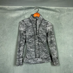 Lululemon Cypress Kiss 1/2 Zip Rush Jacquard Black White Size 2 - Picture 1 of 10