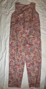 Vintage Laura Ashley 90s cotton sleeveless jumpsuit pink floral large UK - Picture 1 of 5