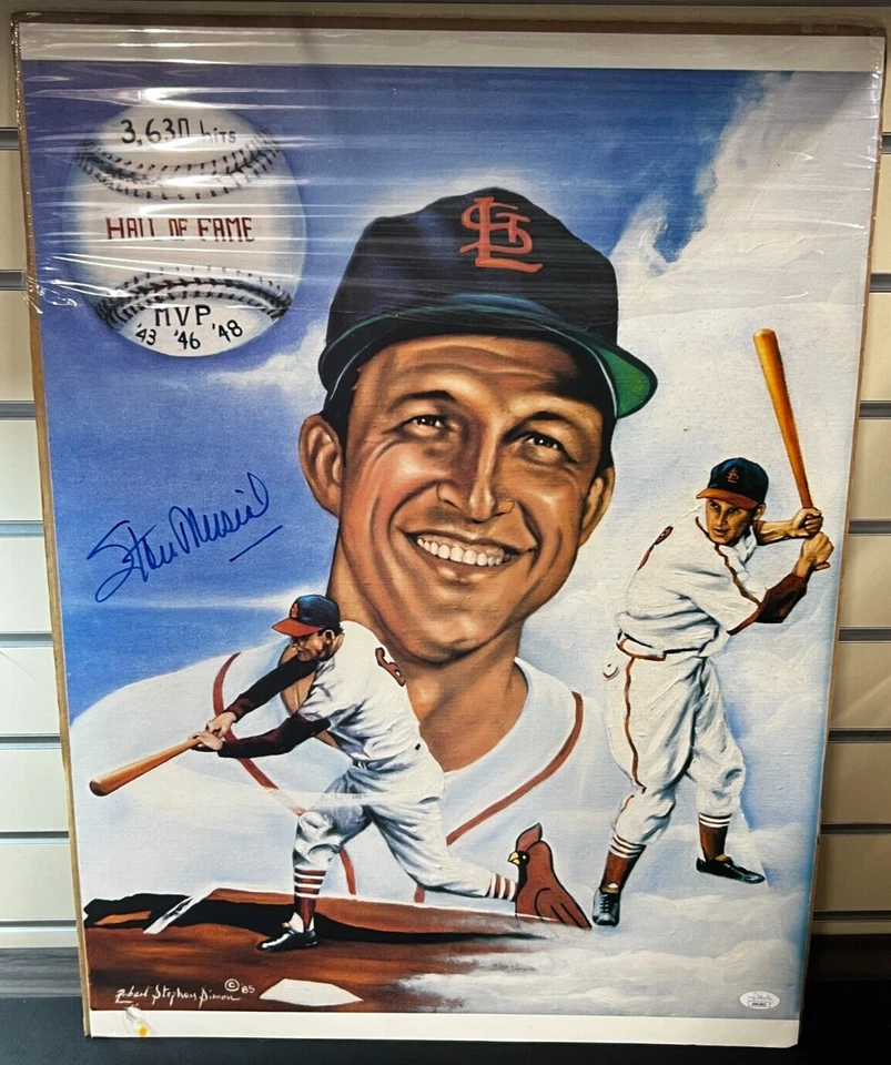 Stan Musial Signed 18x24 Poster JSA w/COA MLB #6 St. Louis Cardinals HOF 1969! - Image 1 of 4