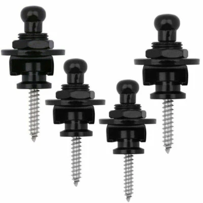 4PACK Guitar Strap Locks Buttons Schaller Style Locking Systerm Black USA SHIP - Image 1 of 4