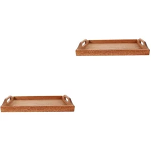 2 Pack Dekorative Servierschale Holztablett Teller Betttablett - Bild 1 von 12