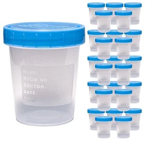 Specimen Cups with Leak Proof Screw on Lids 4Oz Clear Non Sterile Urine Sample - Picture 1 of 9
