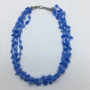 Necklace 43cm Women's Multi-Strand Blue Beaded Vintage Fashion Jewellery - Picture 1 of 3