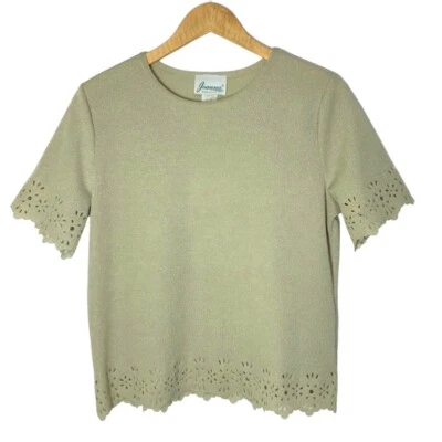 Joanna Vintage Womens Eyelet Hem Shirt Size Med Vintage Metallic Business Casual - Image 1 of 4