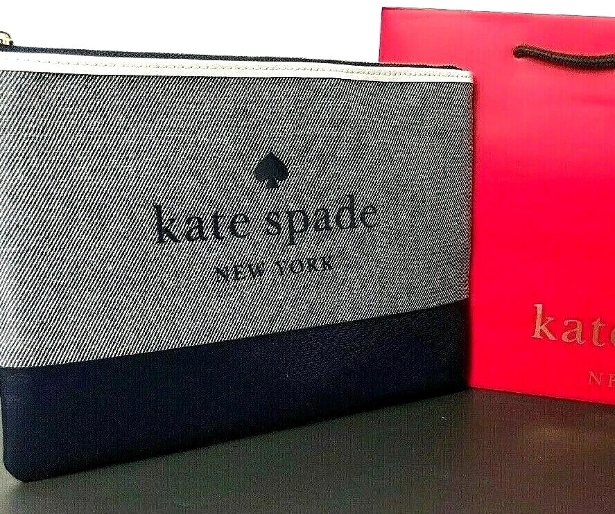 Kate Spade Large Tassel Pouch Ash Street Logo Blazer Blue WLRU5328