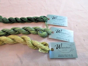Watercolors by Caron Lot of 3 Skeins Assorted Greens 10 yds. Pima Cotton H114 - Picture 1 of 2
